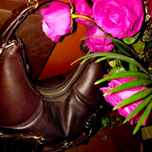 NEW GUCCI LEATHER GG HORSE-BIT SIGNATURE TRIM HOBO!!! BUY IT! 🔥 - Picture 2 of 16